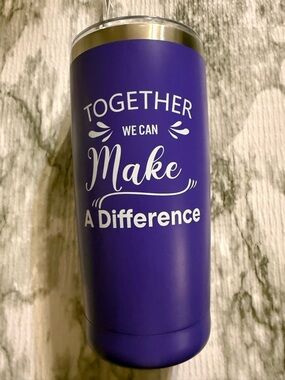 ⭐️3/$20 Purple water bottle “Together We Can Make A Difference" w/straw & brush